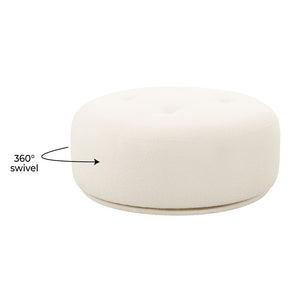 TOV Furniture Fickle Cream Boucle Swivel Ottoman - Versatile Modern Centerpiece for Stylish Living Spaces & Comfort TOV-OC68672