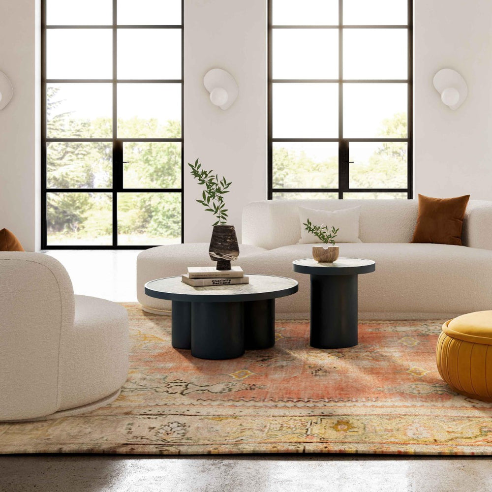 TOV Furniture Nautilus Antique Silver Mirrored Round Coffee Table - Vintage Glamour with Modern Elegance & Style TOV-OC68720