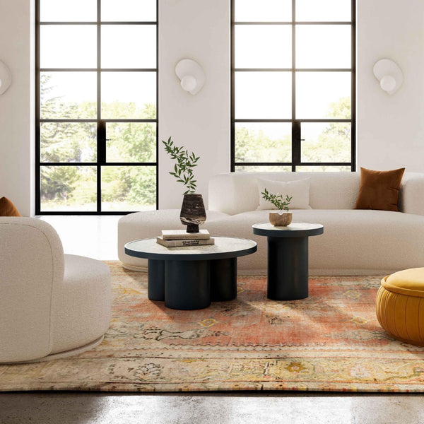 TOV Furniture Nautilus Antique Silver Mirrored Round Coffee Table - Vintage Glamour with Modern Elegance & Style TOV-OC68720