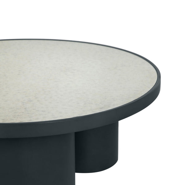TOV Furniture Nautilus Antique Silver Mirrored Round Coffee Table - Vintage Glamour with Modern Elegance & Style TOV-OC68720