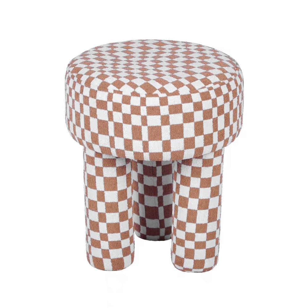 Claire Brown Checkered Boucle Stool TOV-OC68756 TOV Furniture
