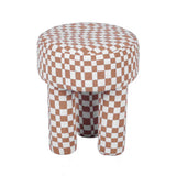 Claire Brown Checkered Boucle Stool TOV-OC68756 TOV Furniture