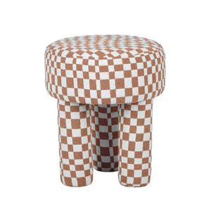 Claire Brown Checkered Boucle Stool TOV-OC68756 TOV Furniture