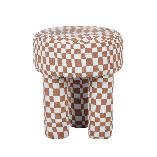 Claire Brown Checkered Boucle Stool TOV-OC68756 TOV Furniture