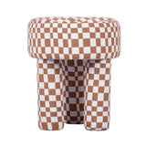Claire Brown Checkered Boucle Stool TOV-OC68756 TOV Furniture