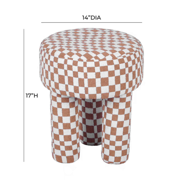 Claire Brown Checkered Boucle Stool TOV-OC68756 TOV Furniture