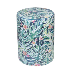 TOV Furniture Taurus Ceramic Stool - Vibrant Handcrafted Accent Table for Indoor & Covered Outdoor Spaces Garden Print TOV-OC68774