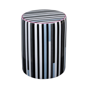 TOV Furniture Taurus Ceramic Stool - Vibrant Handcrafted Accent Table for Indoor & Covered Outdoor Spaces Black and White TOV-OC68776
