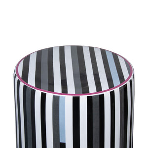 TOV Furniture Taurus Ceramic Stool - Vibrant Handcrafted Accent Table for Indoor & Covered Outdoor Spaces Black and White TOV-OC68776