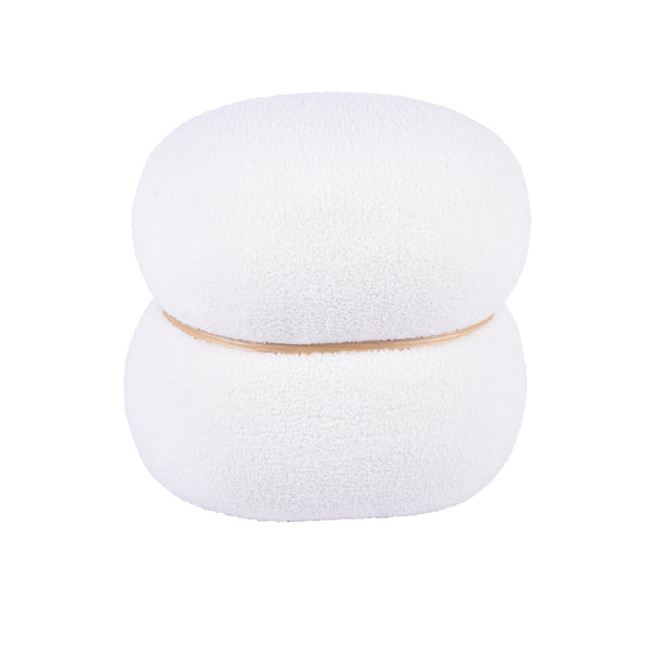 Helga White Vegan Shearling Ottoman TOV-OC68799 TOV Furniture