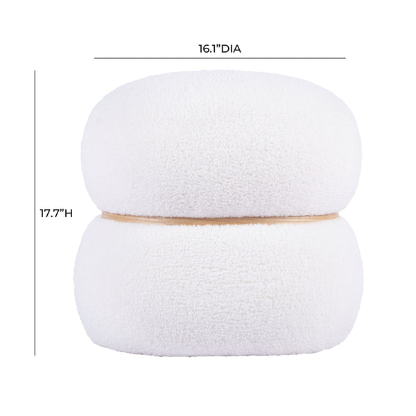 Helga White Vegan Shearling Ottoman TOV-OC68799 TOV Furniture
