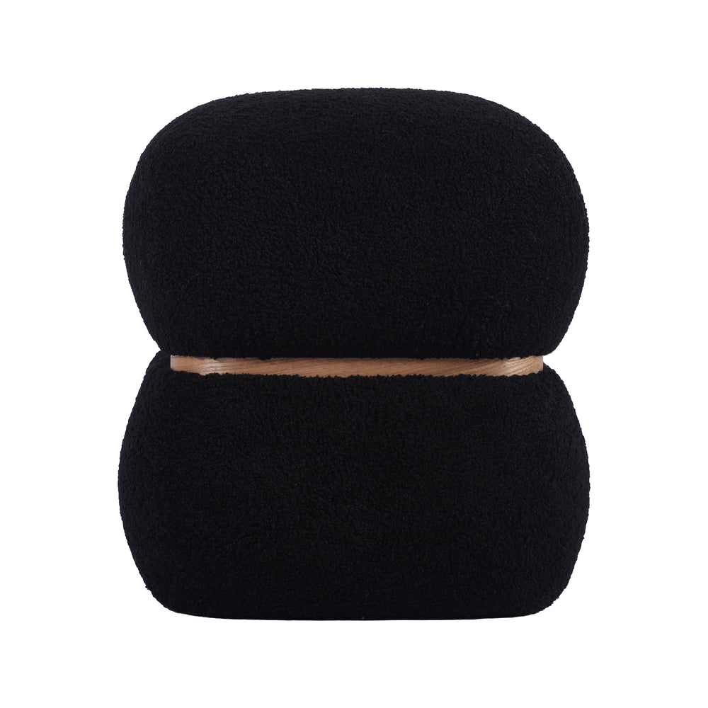 Helga Black Vegan Shearling Ottoman TOV-OC68800 TOV Furniture