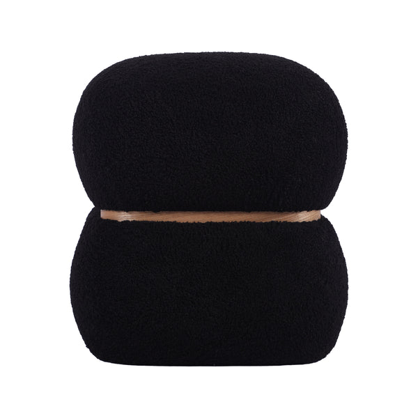 Helga Black Vegan Shearling Ottoman TOV-OC68800 TOV Furniture