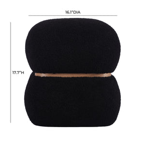 Helga Black Vegan Shearling Ottoman TOV-OC68800 TOV Furniture