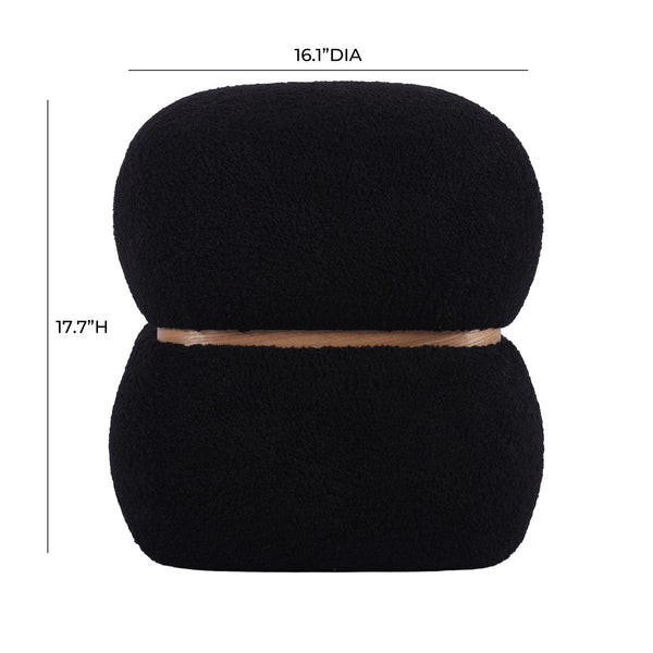 Helga Black Vegan Shearling Ottoman TOV-OC68800 TOV Furniture