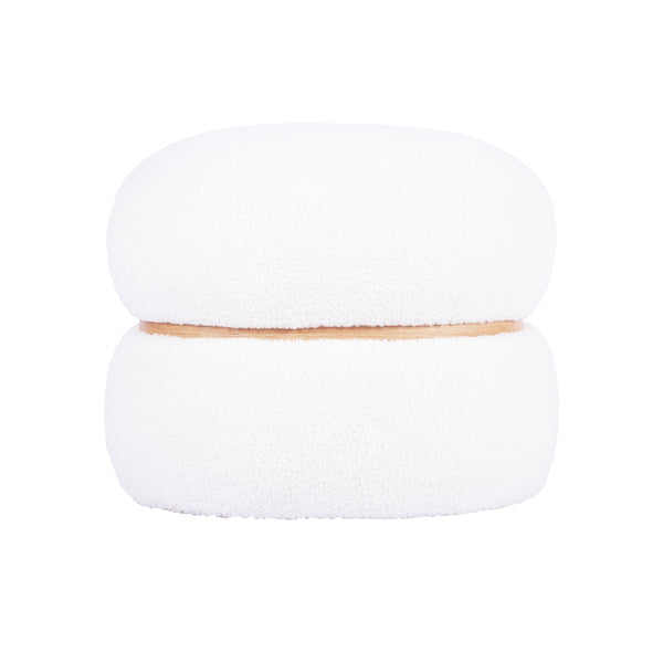 Helga White Vegan Shearling Oval Ottoman TOV-OC68801 TOV Furniture