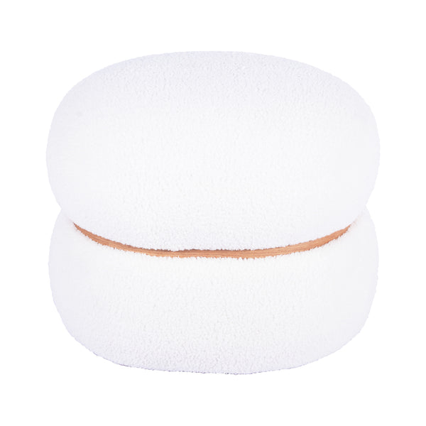 Helga White Vegan Shearling Oval Ottoman TOV-OC68801 TOV Furniture