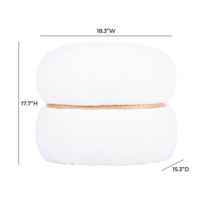 Helga White Vegan Shearling Oval Ottoman TOV-OC68801 TOV Furniture