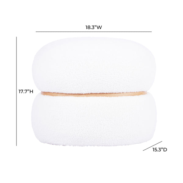 Helga White Vegan Shearling Oval Ottoman TOV-OC68801 TOV Furniture