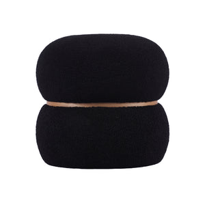 Helga Black Vegan Shearling Oval Ottoman TOV-OC68802 TOV Furniture