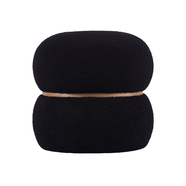 Helga Black Vegan Shearling Oval Ottoman TOV-OC68802 TOV Furniture