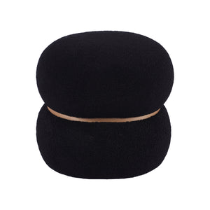 Helga Black Vegan Shearling Oval Ottoman TOV-OC68802 TOV Furniture