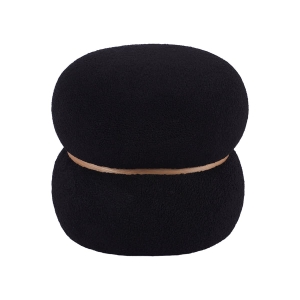 Helga Black Vegan Shearling Oval Ottoman TOV-OC68802 TOV Furniture