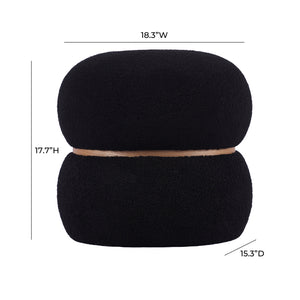 Helga Black Vegan Shearling Oval Ottoman TOV-OC68802 TOV Furniture