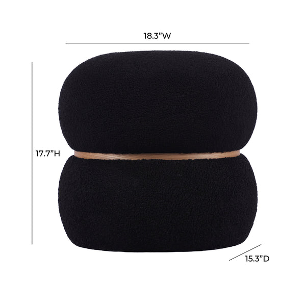 Helga Black Vegan Shearling Oval Ottoman TOV-OC68802 TOV Furniture