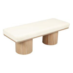 TOV Furniture Sagano 48" Cream-White Dyed-Yarn Bench with Fluted Pedestal Base – Artisan Comfort for Any Space TOV-OC68804