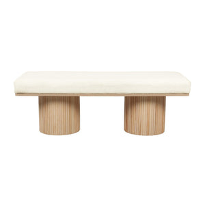 TOV Furniture Sagano 48" Cream-White Dyed-Yarn Bench with Fluted Pedestal Base – Artisan Comfort for Any Space TOV-OC68804
