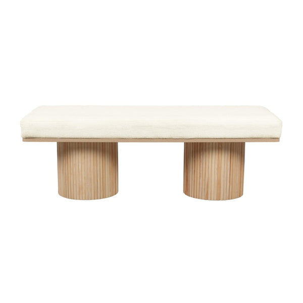TOV Furniture Sagano 48" Cream-White Dyed-Yarn Bench with Fluted Pedestal Base – Artisan Comfort for Any Space TOV-OC68804
