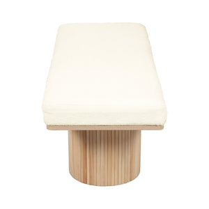 TOV Furniture Sagano 48" Cream-White Dyed-Yarn Bench with Fluted Pedestal Base – Artisan Comfort for Any Space TOV-OC68804