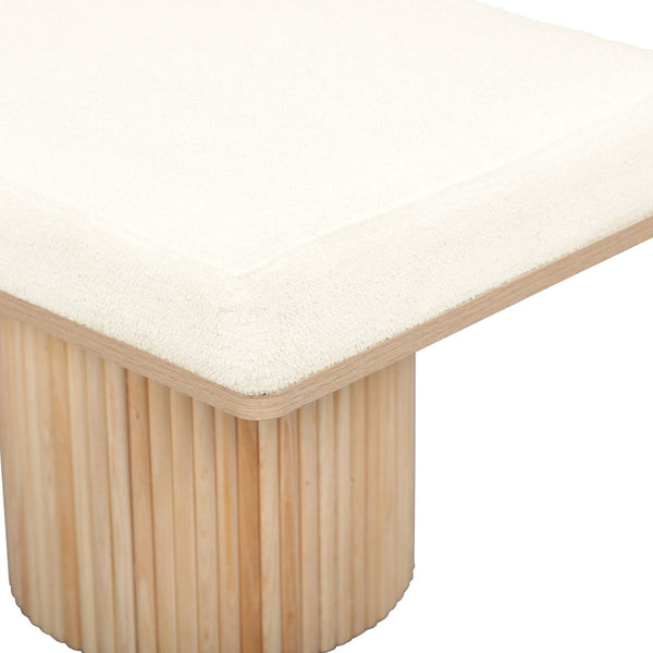TOV Furniture Sagano 48" Cream-White Dyed-Yarn Bench with Fluted Pedestal Base – Artisan Comfort for Any Space TOV-OC68804