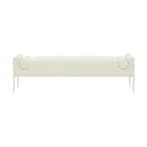 TOV Furniture Ines 67" Cream Boucle Bench - Luxurious Art Deco Seating with Plush Cushions & Sleek Stainless Steel Legs TOV-OC68819