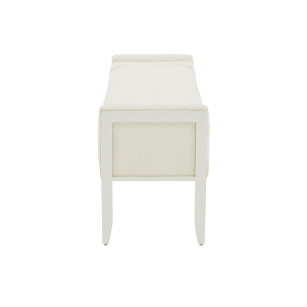 TOV Furniture Ines 67" Cream Boucle Bench - Luxurious Art Deco Seating with Plush Cushions & Sleek Stainless Steel Legs TOV-OC68819
