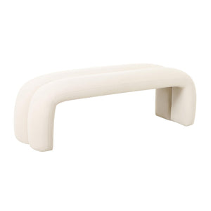 TOV Furniture Leigh 56" Velvet Channeled Bench - Elegant Parisian-Inspired Accent for Timeless Home Comfort Cream TOV-OC68824