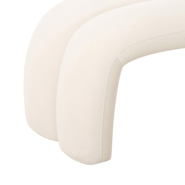 TOV Furniture Leigh 56" Velvet Channeled Bench - Elegant Parisian-Inspired Accent for Timeless Home Comfort Cream TOV-OC68824