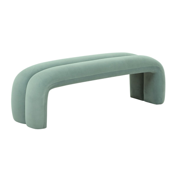 TOV Furniture Leigh 56" Velvet Channeled Bench - Elegant Parisian-Inspired Accent for Timeless Home Comfort Green TOV-OC68825