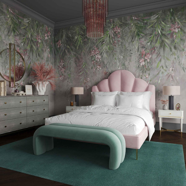 TOV Furniture Leigh 56" Velvet Channeled Bench - Elegant Parisian-Inspired Accent for Timeless Home Comfort Green TOV-OC68825