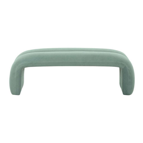 TOV Furniture Leigh 56" Velvet Channeled Bench - Elegant Parisian-Inspired Accent for Timeless Home Comfort Green TOV-OC68825