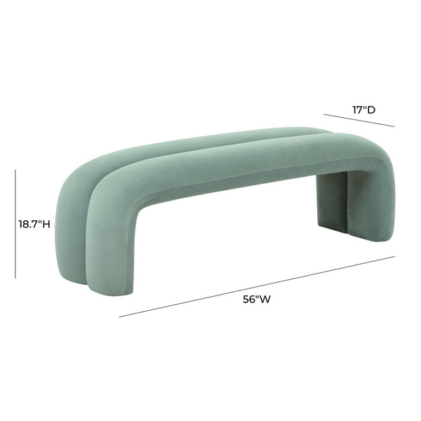 TOV Furniture Leigh 56" Velvet Channeled Bench - Elegant Parisian-Inspired Accent for Timeless Home Comfort Green TOV-OC68825