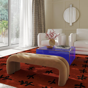 TOV Furniture Leigh 56" Velvet Channeled Bench - Elegant Parisian-Inspired Accent for Timeless Home Comfort Taupe TOV-OC68826