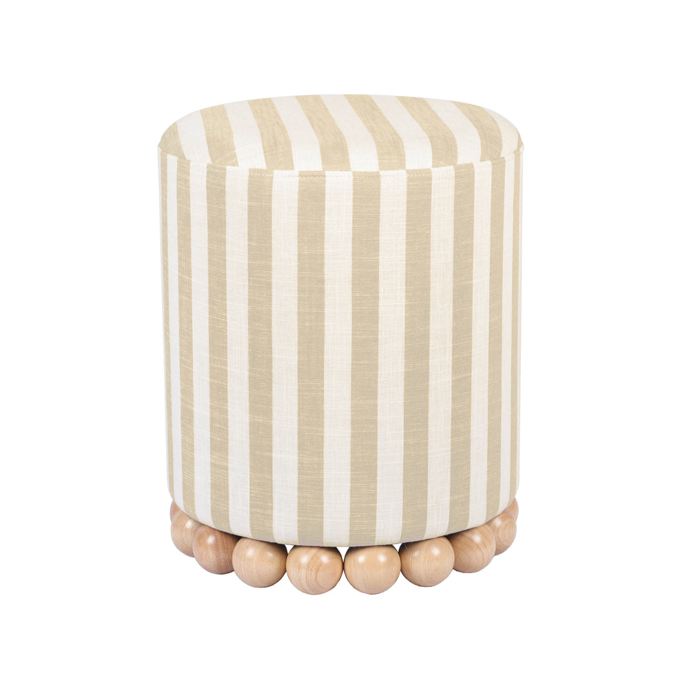 Dex Beige Striped Linen Ottoman TOV-OC68884 TOV Furniture