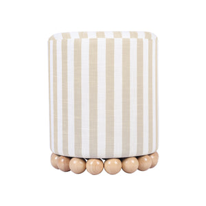 Dex Beige Striped Linen Ottoman TOV-OC68884 TOV Furniture