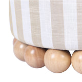 Dex Beige Striped Linen Ottoman TOV-OC68884 TOV Furniture