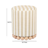 Dex Beige Striped Linen Ottoman TOV-OC68884 TOV Furniture