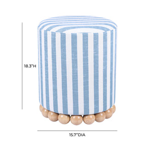 Dex Pastel Blue Striped Linen Ottoman TOV-OC68885 TOV Furniture