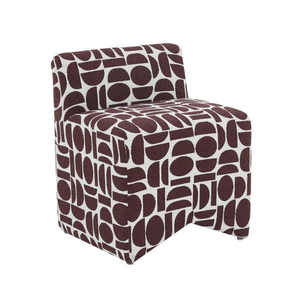 TOV Furniture Pippa Geometric Jacquard Weave Stool - Handcrafted Accent Piece for Modern Living Spaces and Comfort Red/White TOV-OC68929