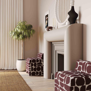 TOV Furniture Pippa Geometric Jacquard Weave Stool - Handcrafted Accent Piece for Modern Living Spaces and Comfort Red/White TOV-OC68929